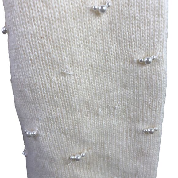 Marisa Christina Vintage Sweater Ivory Pearl Stud Lambs Wool Cardigan - Picture 8 of 12